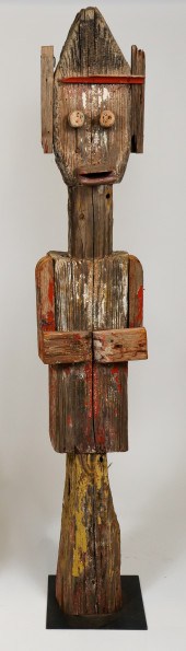 LARGE FOLK ART PAINED WOOD TOT