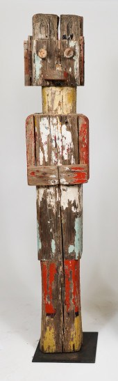 LARGE FOLK ART PAINED WOOD TOT