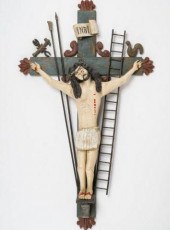 LARGE FOLK ART QUEBEC CRUCIFIX