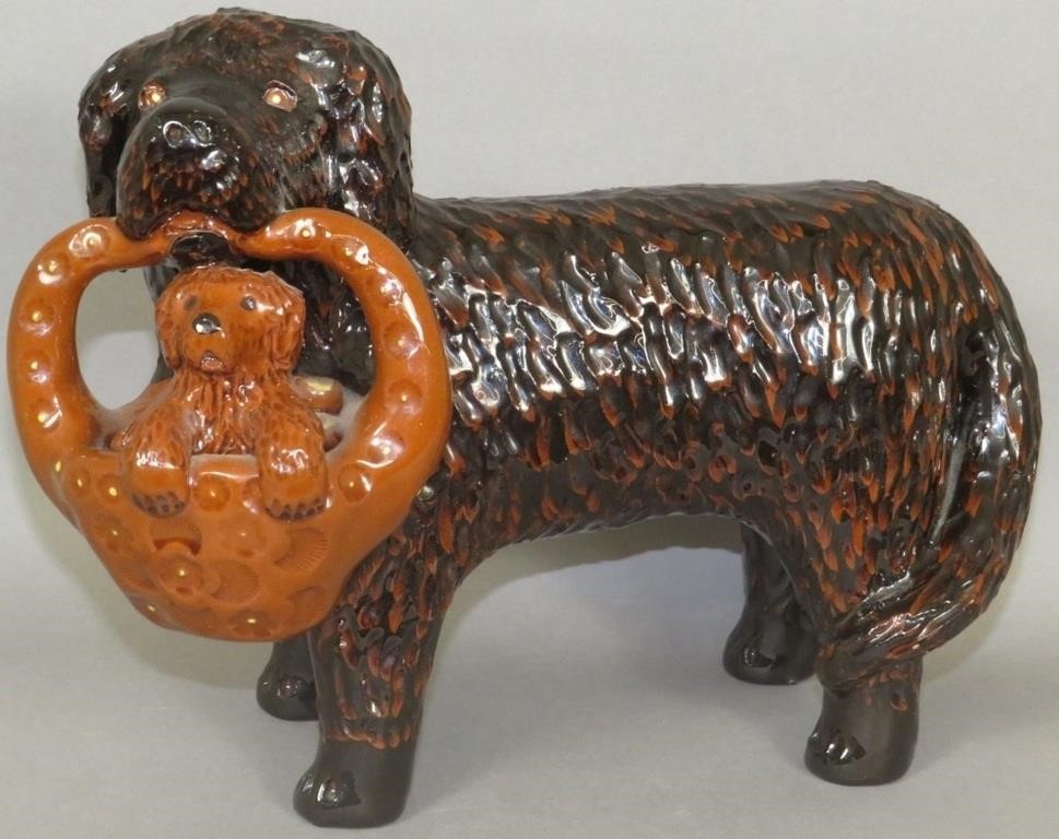 LARGE FOLK ART REDWARE GLAZED