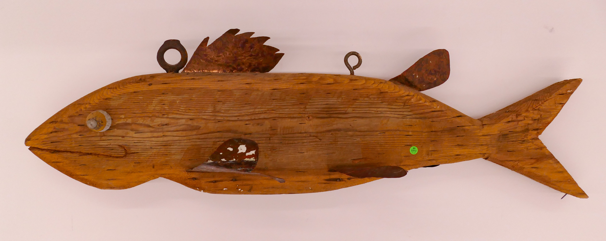 Large Folk Art Wood & Copper