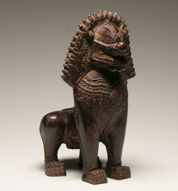 Large foo dog; molded ceramic, well