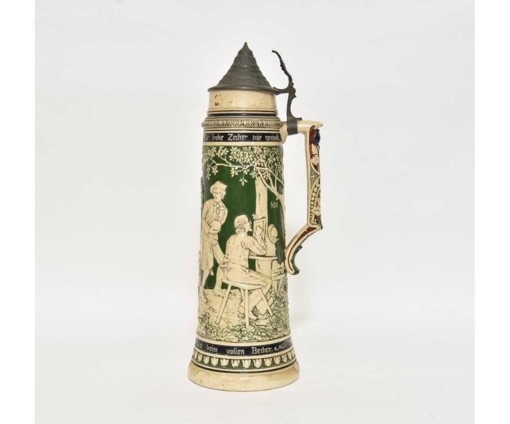 Large four litre stein, signed "Auf