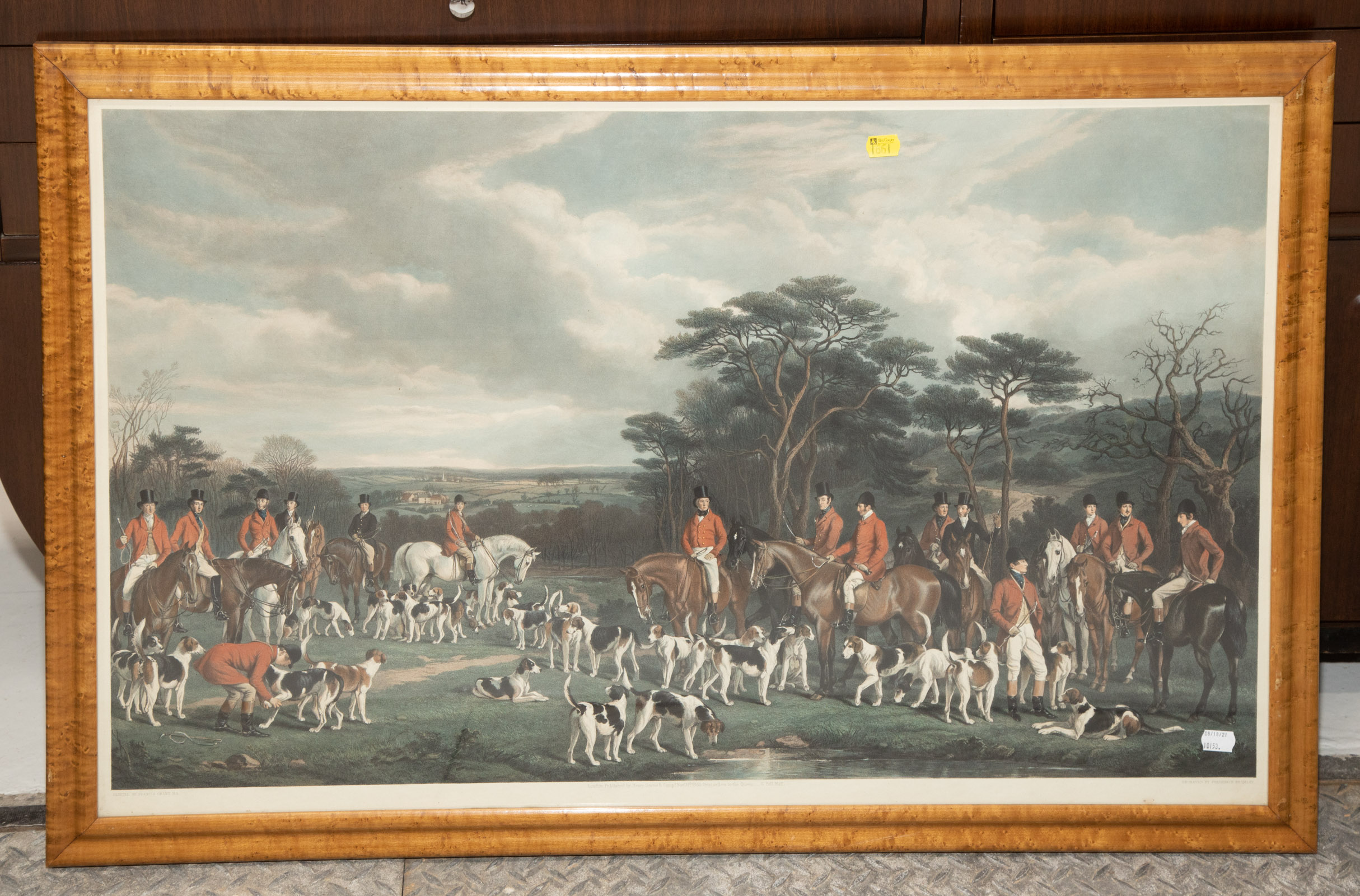 LARGE FOX HUNTING PRINT IN BIRDSEYE