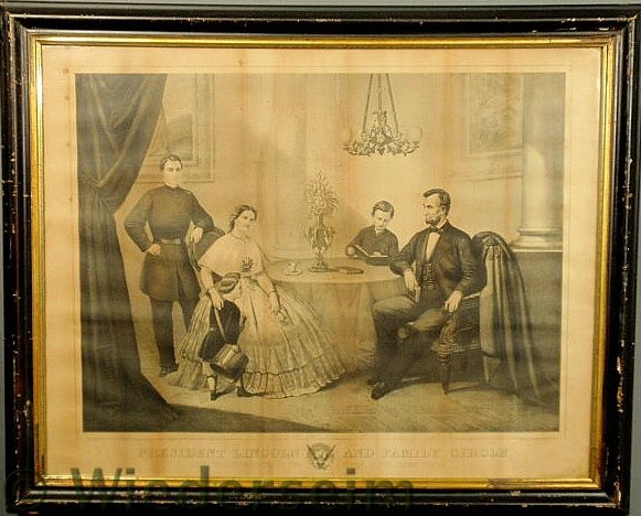 Large framed and colored print of
