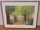 LARGE FRAMED CARTOON CELL, VAR