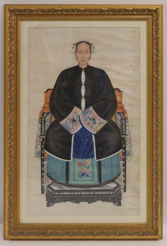 LARGE FRAMED CHINESE PAINTED