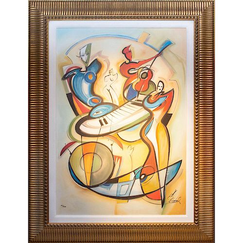 LARGE FRAMED COLOR GICLEE PRINT,
