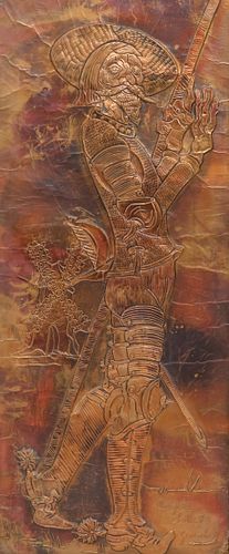 LARGE FRAMED COPPER RELIEF PANEL,