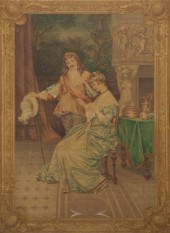 LARGE FRAMED COURTING SCENE PA