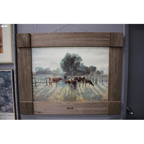 Large framed cow print, approx 56cm