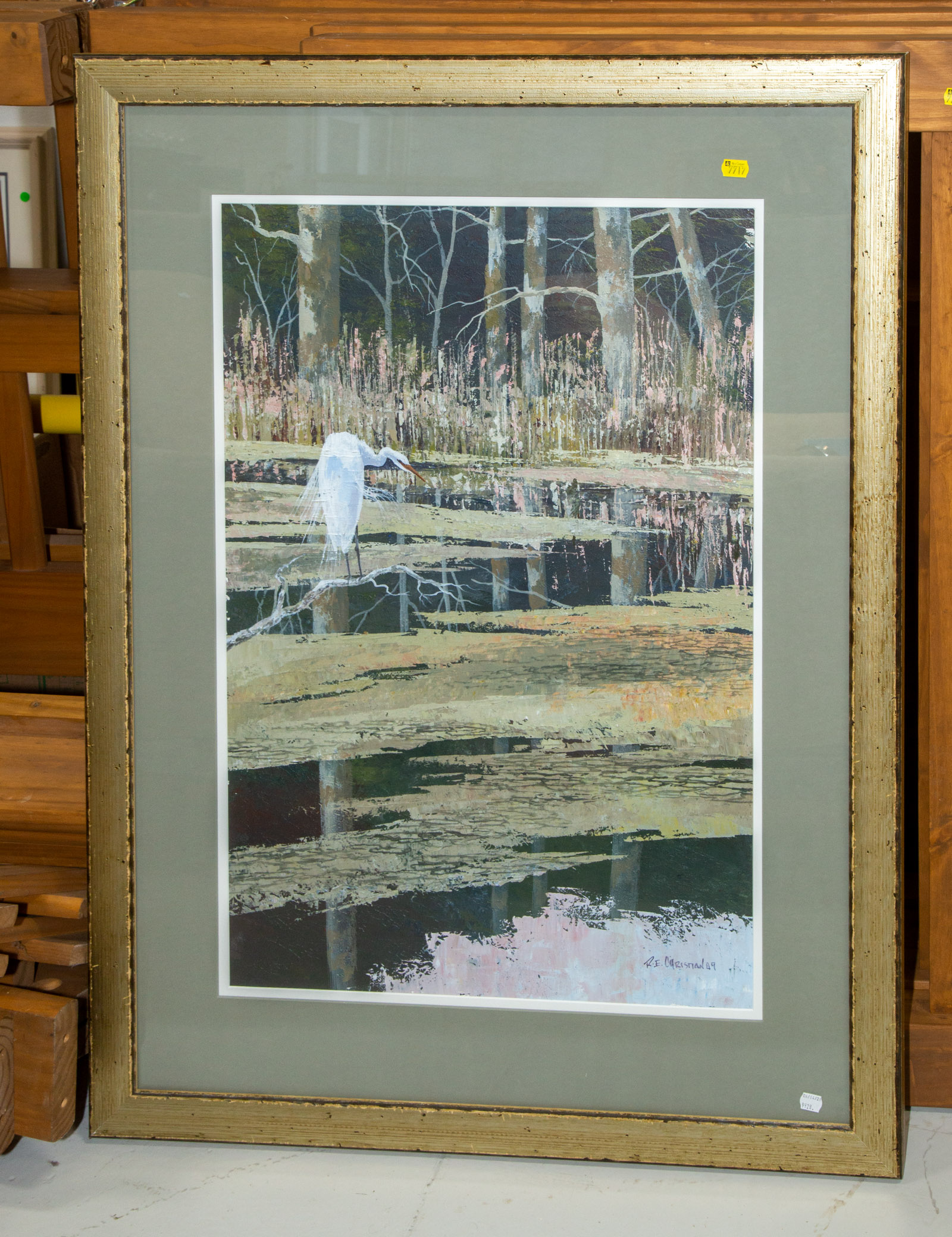 LARGE FRAMED EGRET PRINT Print,