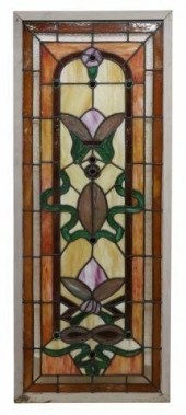 LARGE FRAMED LEADED & STAINED