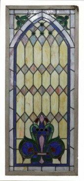 LARGE FRAMED LEADED & STAINED
