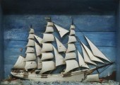 LARGE FRAMED NEW ENGLAND SHIP