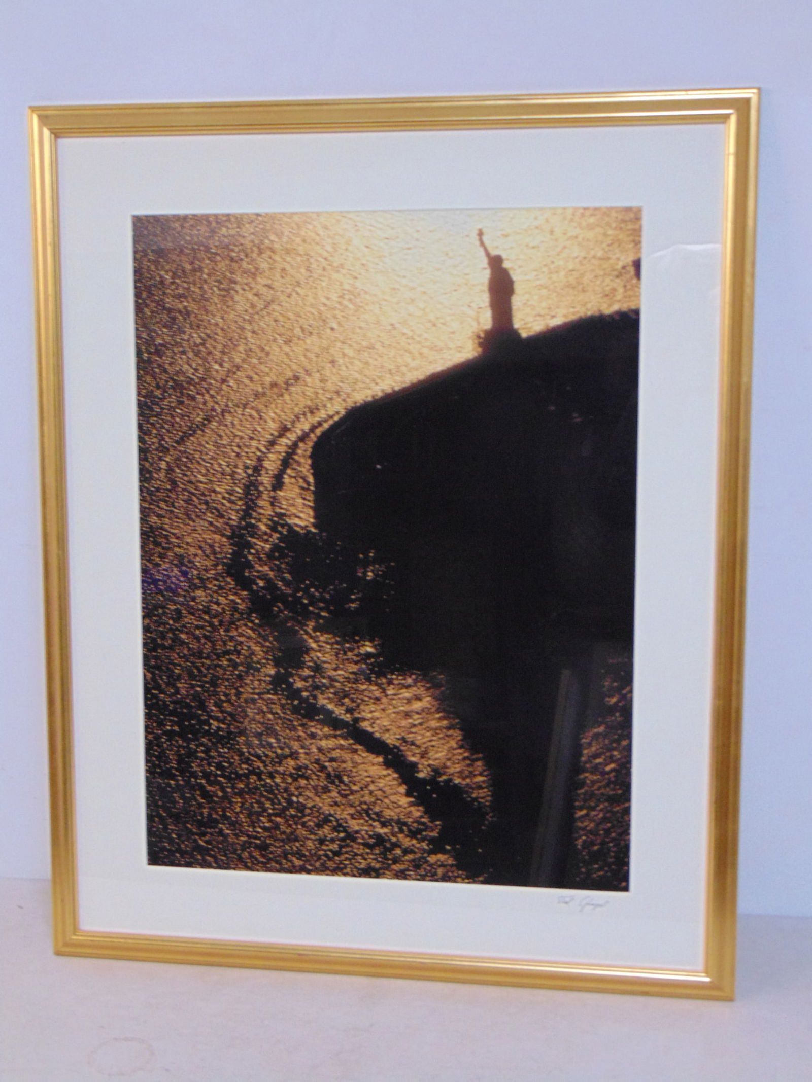LARGE FRAMED PHOTOGRAPH, STATUE