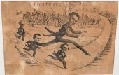 LARGE FRAMED POLITICAL CARTOON