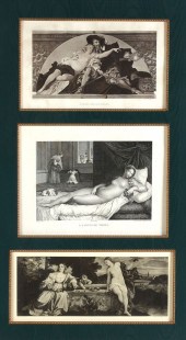 LARGE FRAMED TRIO OF NUDE PRIN