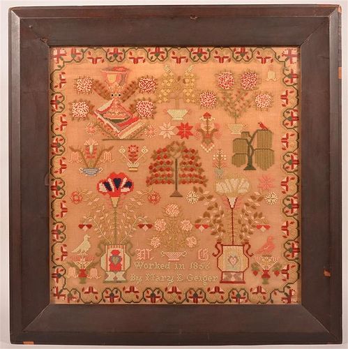 LARGE FRAMED VICTORIAN YARN WORK