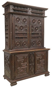 LARGE FRENCH BRETON CARVED OAK