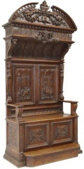 LARGE FRENCH CARVED OAK CANOPY