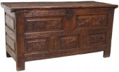 LARGE FRENCH CARVED OAK COFFER
