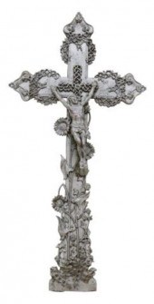 LARGE FRENCH CAST IRON CRUCIFI