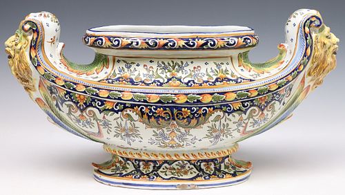 LARGE FRENCH DESVRES FAIENCE