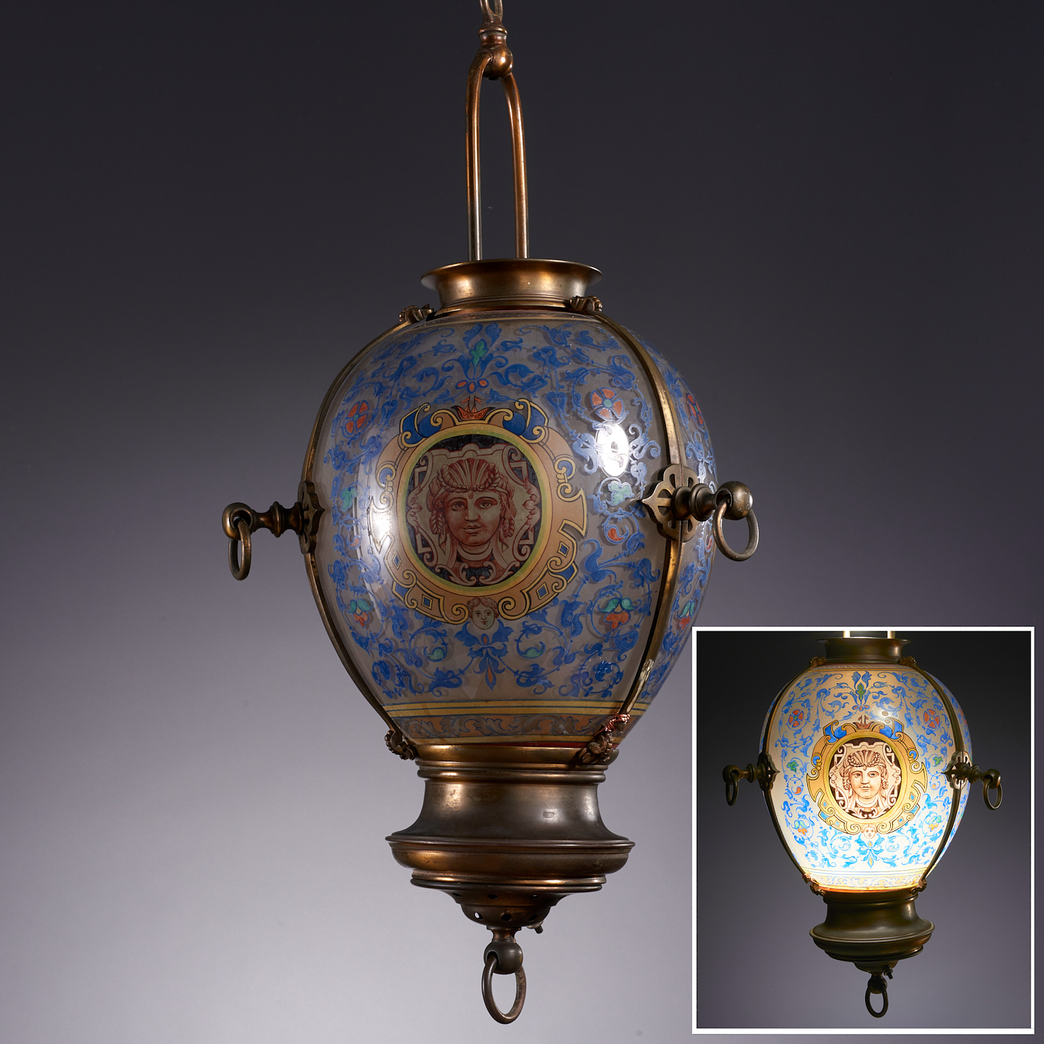 LARGE FRENCH ENAMELED GLASS