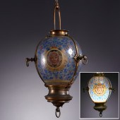 LARGE FRENCH ENAMELED GLASS LA