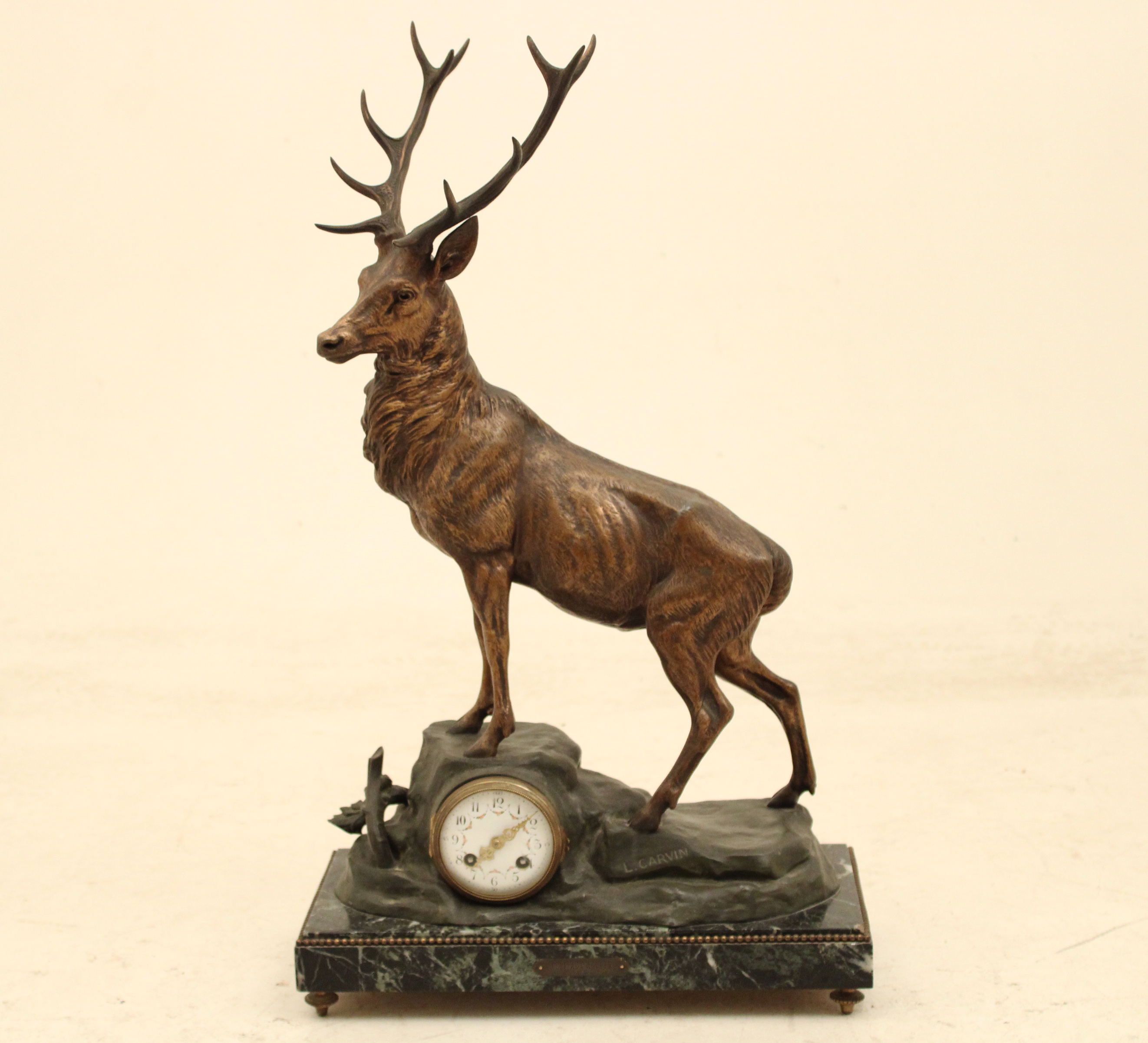 LARGE FRENCH PATINATED BRONZE CLOCK