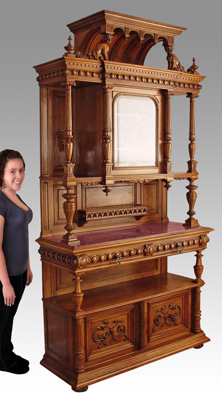 LARGE FRENCH WALNUT MARBLE TOP