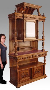 LARGE FRENCH WALNUT MARBLE TOP