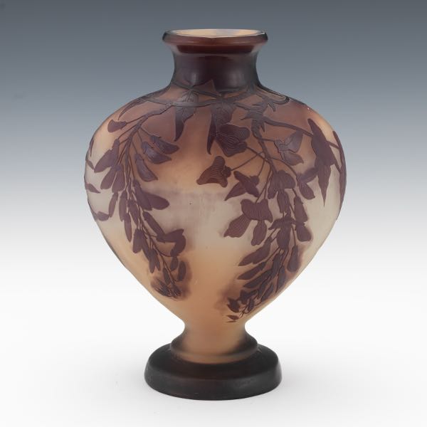 LARGE GALLE CAMEO WISTERIA VASE 13"