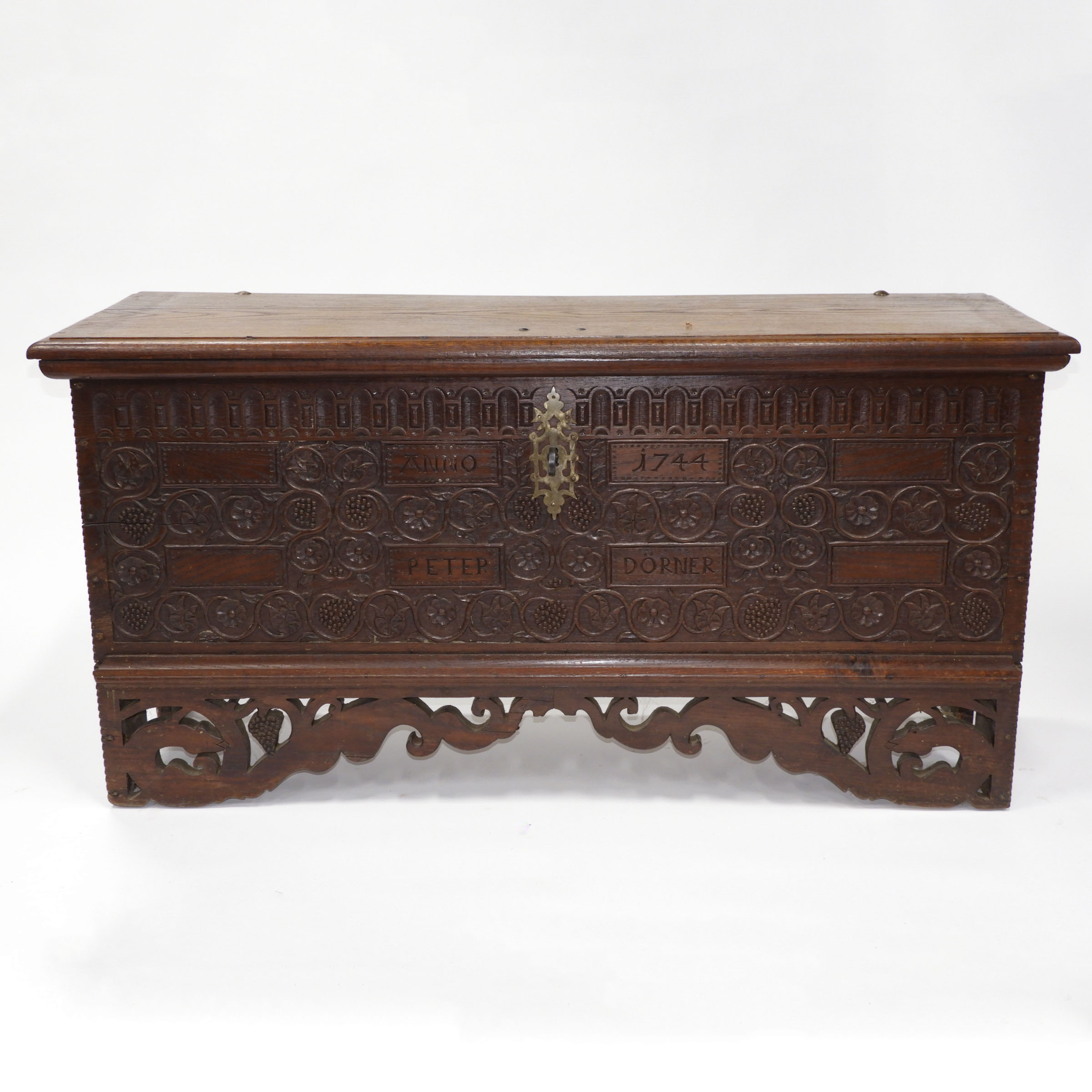 Large German Carved Oak Coffer