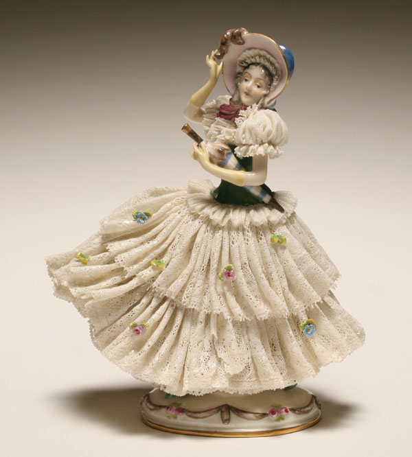 Large German Dresden lace porcelain