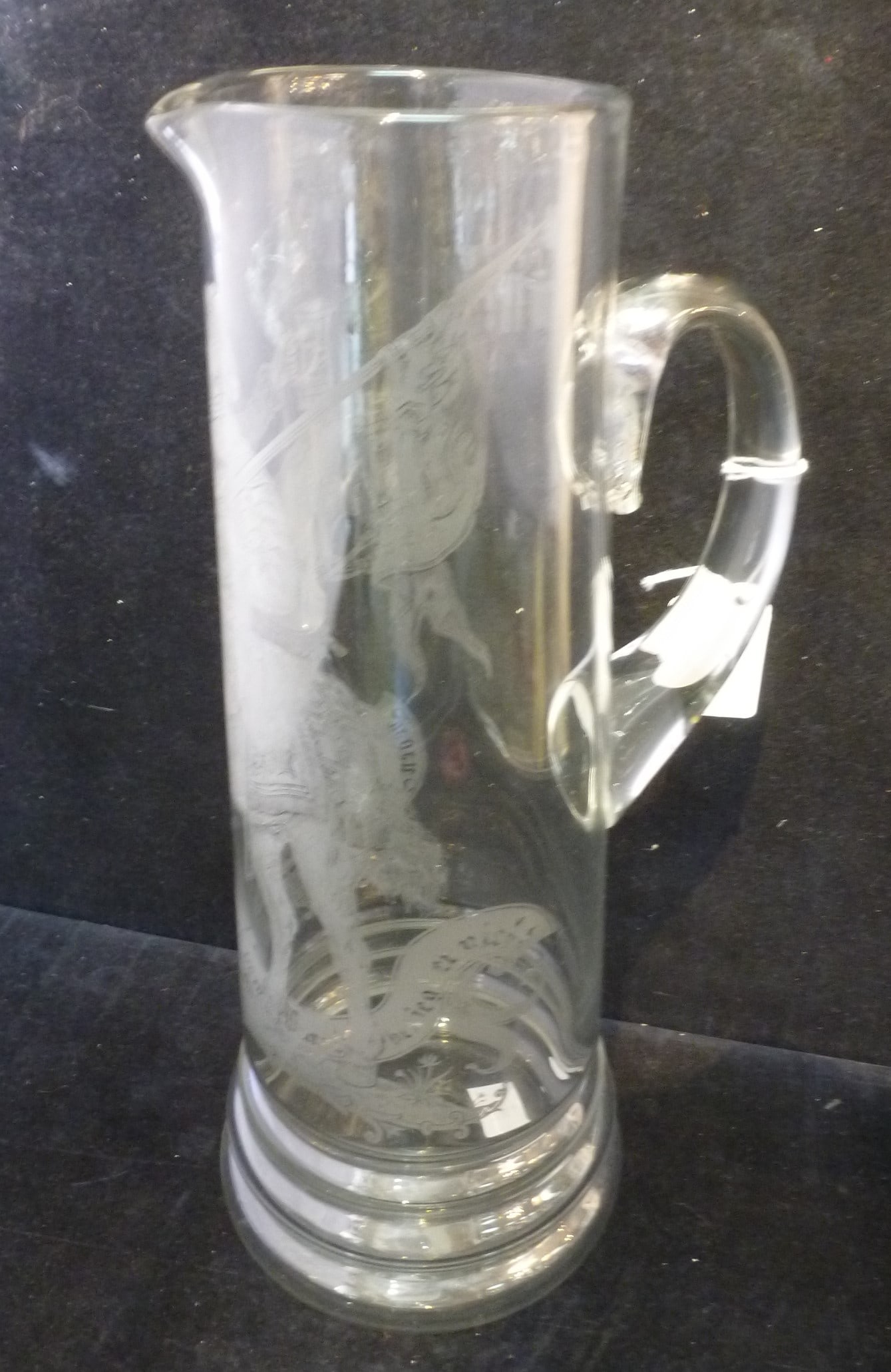 LARGE GERMAN ETCHED GLASS WINE