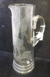 LARGE GERMAN ETCHED GLASS WINE