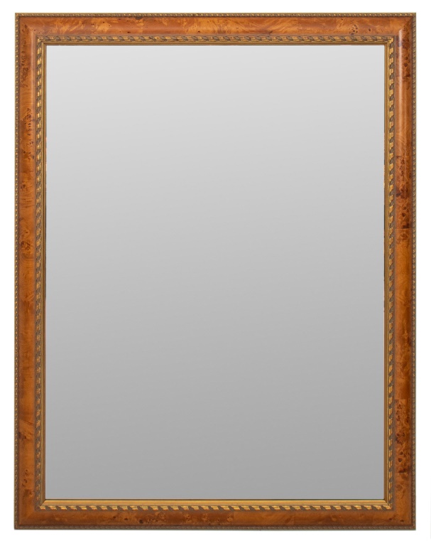 LARGE GILT AND BURLWOOD FRAMED