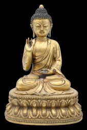 LARGE GILT BRONZE BUDDHALarge