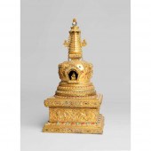 LARGE GILT BRONZE STUPA
19TH-2