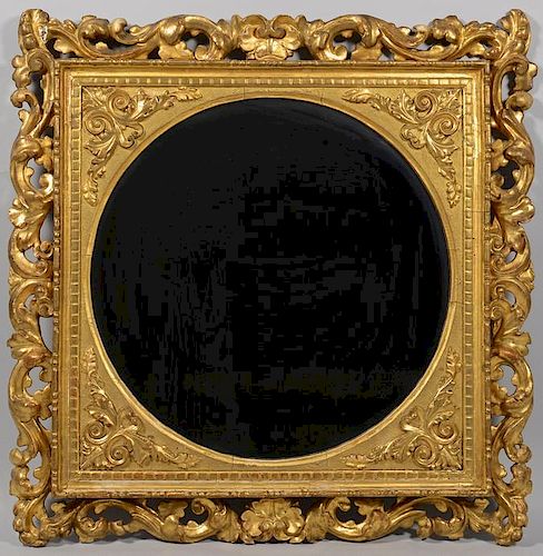 LARGE GILT CARVED ROCOCO MIRROR,