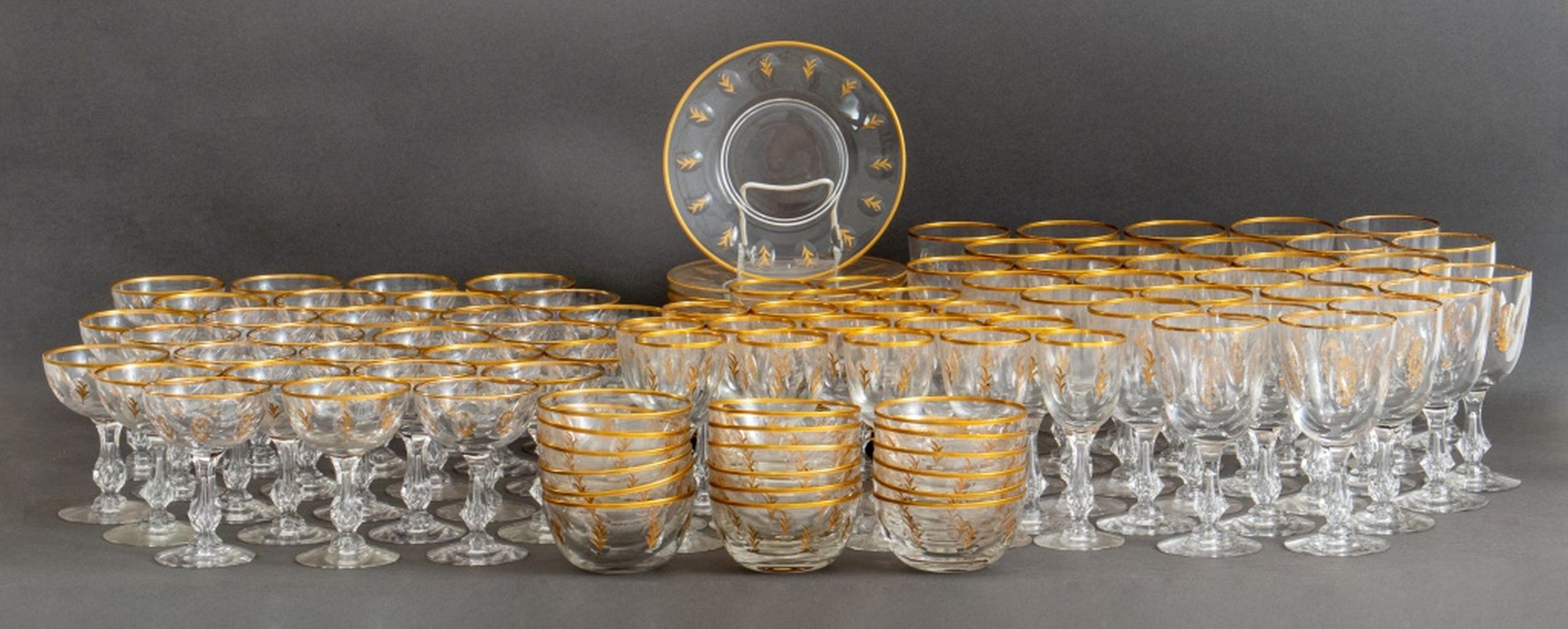 LARGE GILT CRYSTAL TABLE SERVICE,