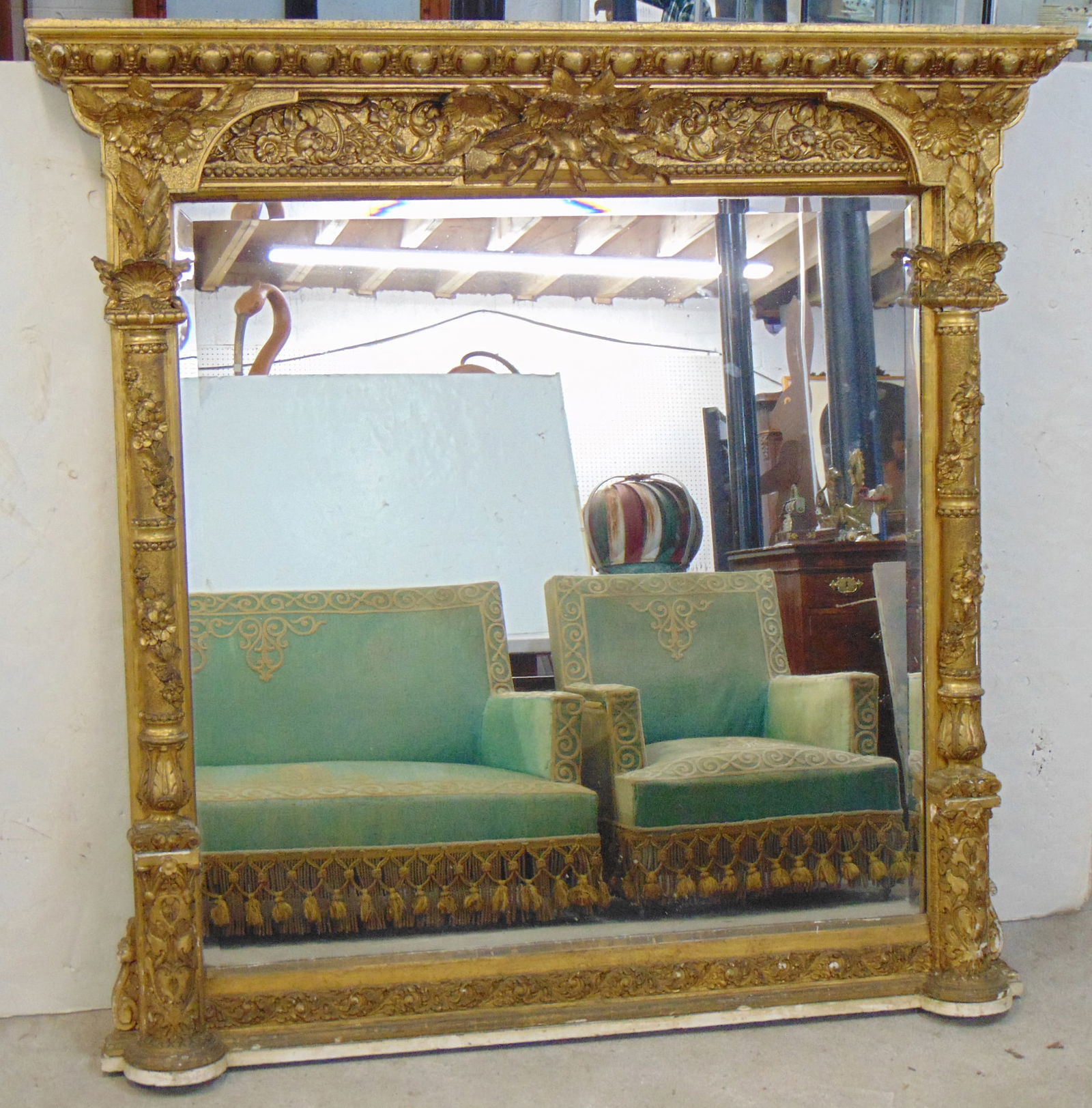LARGE GILT HALL MIRROR OR MANTLE