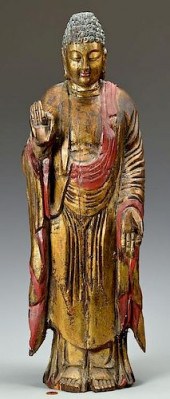 LARGE GILT LACQUERED BUDDHALar