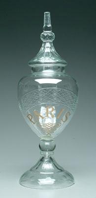 Large glass apothecary jar,