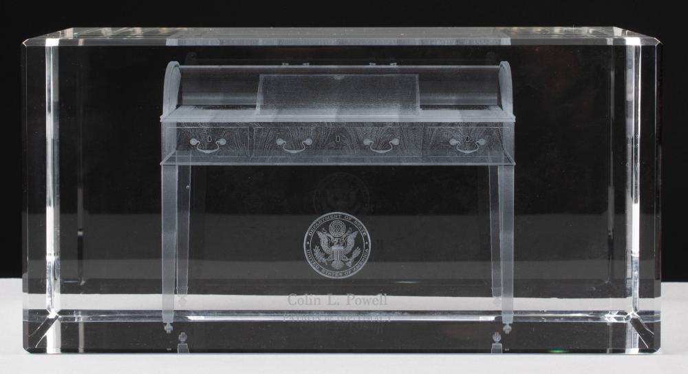 LARGE GLASS BRICK, COLIN POWELL