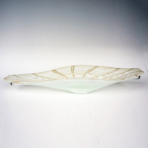 LARGE GLASS CENTERPIECE BOWL, WHITE