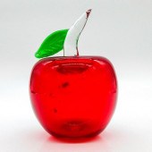 LARGE GLASS FIGURAL APPLE, RED