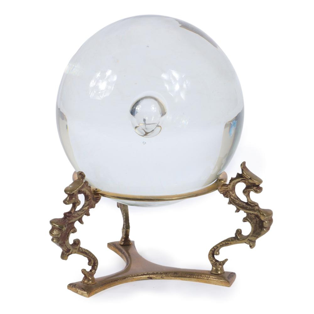 LARGE GLASS ORB CRYSTAL BALL WITH